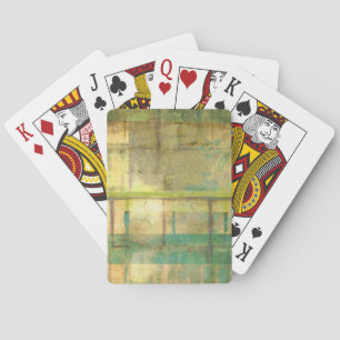 Gilded Turquoise en Green Abstract Painting Pokerkaarten