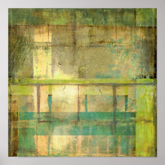 Gilded Turquoise en Green Abstract Painting Poster (Voorkant)