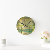 Gilded Turquoise en Green Abstract Painting Ronde Klok (Huis)