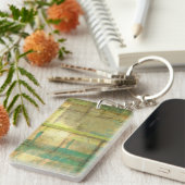 Gilded Turquoise en Green Abstract Painting Sleutelhanger (Voorkant Rechts)