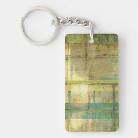 Gilded Turquoise en Green Abstract Painting Sleutelhanger (Voorkant)