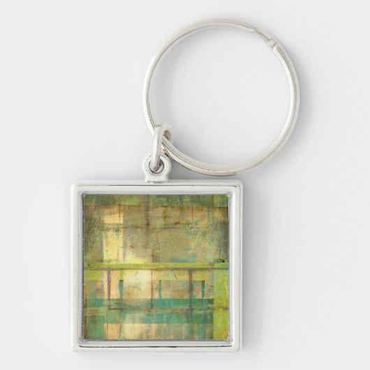 Gilded Turquoise en Green Abstract Painting Sleutelhanger (Voorkant)