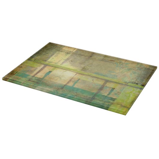 Gilded Turquoise en Green Abstract Painting Snijplank (Hoek)