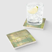 Gilded Turquoise en Green Abstract Painting Stenen Onderzetter (Zijkant)