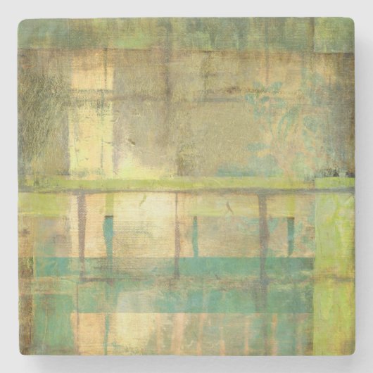 Gilded Turquoise en Green Abstract Painting Stenen Onderzetter (Voorkant)