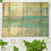 Gilded Turquoise en Green Abstract Painting Theedoek (Gevouwen)