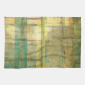 Gilded Turquoise en Green Abstract Painting Theedoek (Horizontaal)