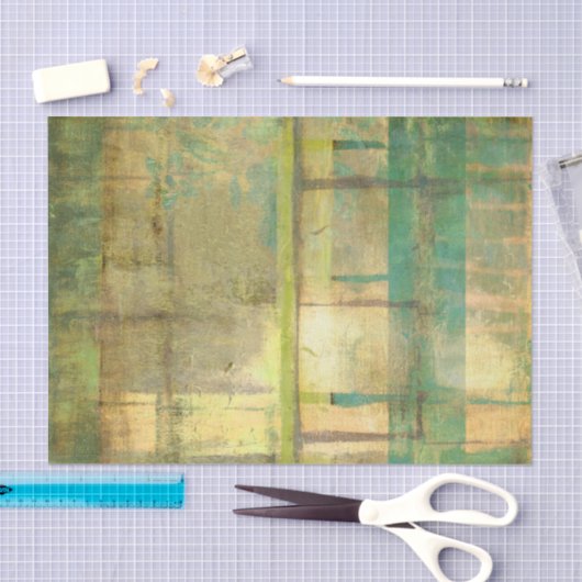 Gilded Turquoise en Green Abstract Painting Tissuepapier (Craft)
