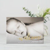 Gilded Welcome Faux Gold | Aankondiging geboorte (Staand voorkant)