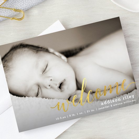 Gilded Welcome Faux Gold | Aankondiging geboorte