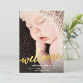 Gilded Welcome Faux Gold | Aankondiging geboorte (Staand voorkant)