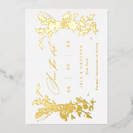 Gilded Wildflower Wedding Save the Date Gold Folie Uitnodiging