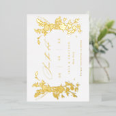 Gilded Wildflower Wedding Save the Date Gold Folie Uitnodiging (Staand Voorkant)