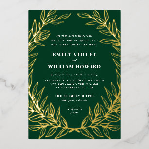 Gilded Wreath Formal Wedding Folie Uitnodiging