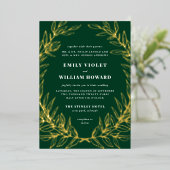 Gilded Wreath Formal Wedding Folie Uitnodiging (Staand Voorkant)