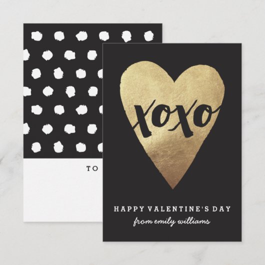 Gilded XOXO Classroom Valentijn - zwart Kaart (Voorkant / Achterkant)
