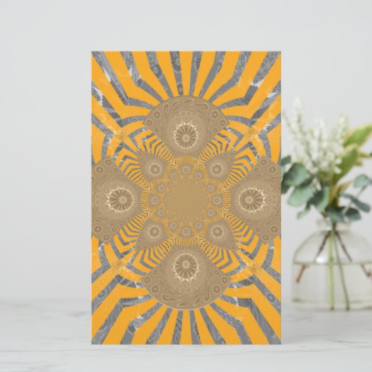 Gilded Zephyr: Elegantie in Gouden Geel & Chrome Briefpapier (Staand voorkant)