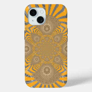 Gilded Zephyr: Elegantie in Gouden Geel & Chrome iPhone 15 Case
