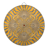 Gilded Zephyr: Elegantie in Gouden Geel & Chrome Dartbord (Voorkant)
