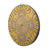 Gilded Zephyr: Elegantie in Gouden Geel & Chrome Dartbord (Voorkant Rechts)