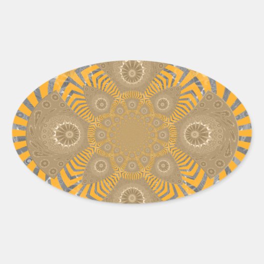 Gilded Zephyr: Elegantie in Gouden Geel & Chrome Ovale Sticker (Voorkant)