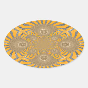 Gilded Zephyr: Elegantie in Gouden Geel & Chrome Ovale Sticker