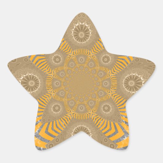 Gilded Zephyr: Elegantie in Gouden Geel & Chrome Ster Sticker (Voorkant)