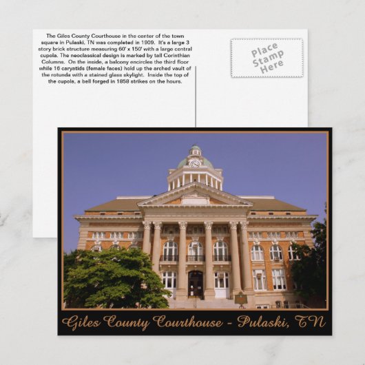 Giles County Courthouse - Pulaski, TN Briefkaart (Voorkant / Achterkant)