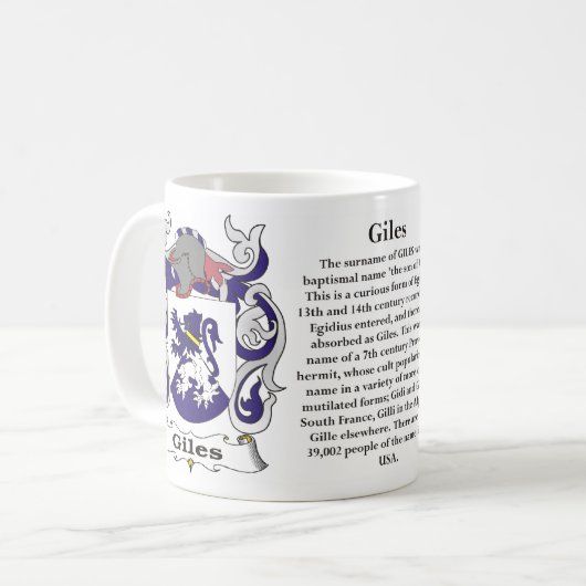 Giles Family Coat of Arms Mok (Voorkant links)