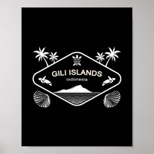 Gili-eilanden Indonesië Zeeschildpad Palmen Vakant Poster