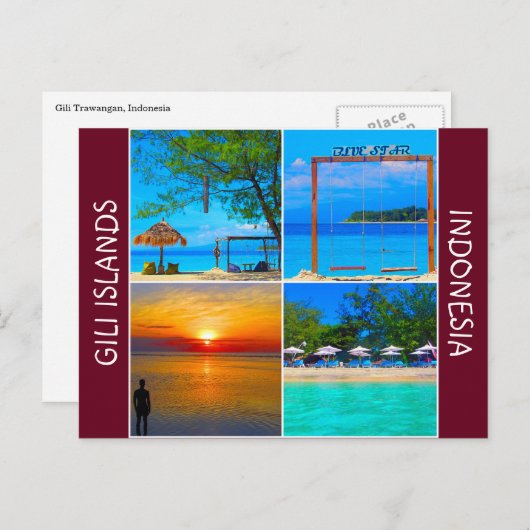 Gili eilanden stranden briefkaart (Voorkant / Achterkant)