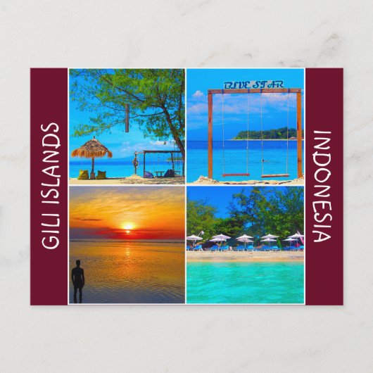 Gili eilanden stranden briefkaart (Voorkant)