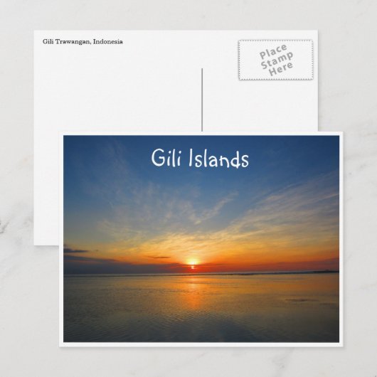 Gili Islands zonsondergang Briefkaart (Voorkant / Achterkant)