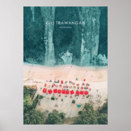 Gili Trawangan, Indonesia Travel Illustration Poster