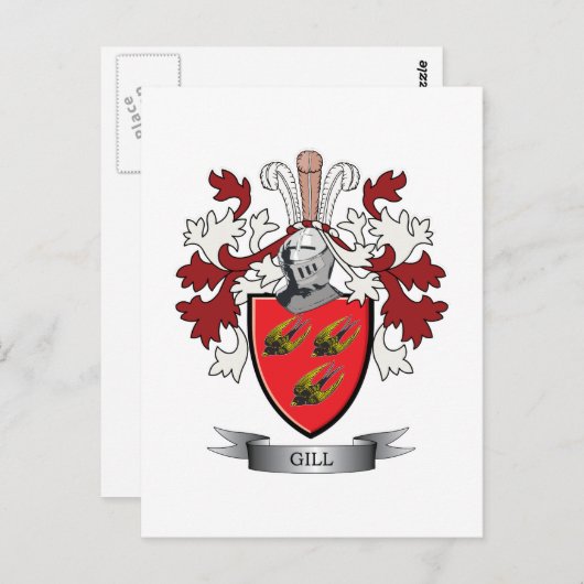 Gill Family Crest Coat of Arms Briefkaart (Voorkant / Achterkant)