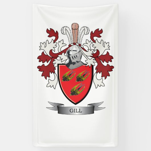 Gill Family Crest Coat of Arms Spandoek (Verticaal)