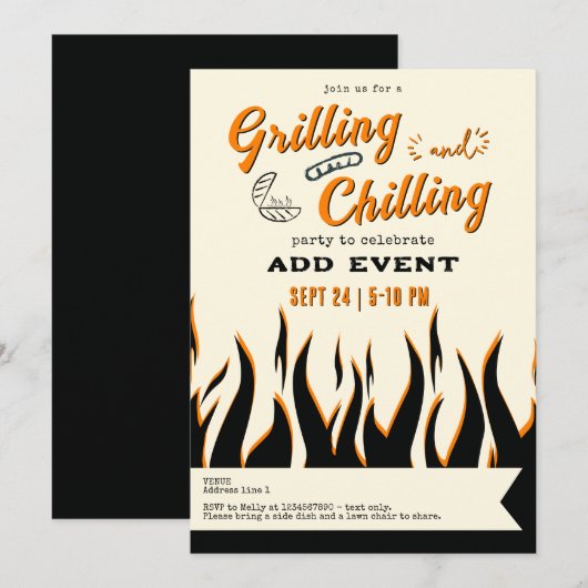 Gillen en koelen Casual Retro BBQ Grill Feest Kaart (Voorkant / Achterkant)