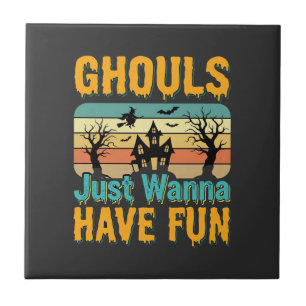 Gillen Willen Gewoon Feest Vieren Halloween Design Tegeltje