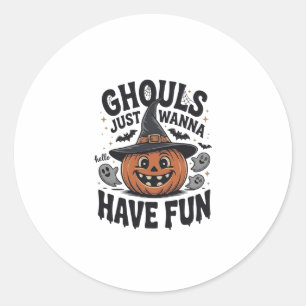 Gillen Willen Gewoon Feestvieren Halloween Pompoen Ronde Sticker