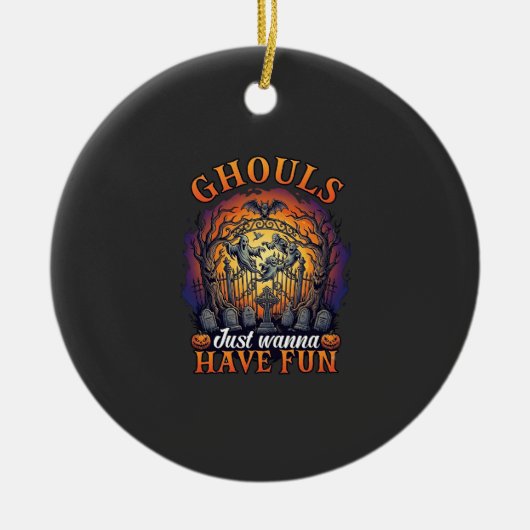 Gillen Willen Gewoon Fun Geesten Kerkhof Pompoen Keramisch Ornament (Voorkant)