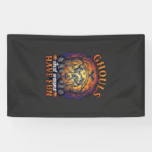 Gillen Willen Gewoon Fun Geesten Kerkhof Pompoen Spandoek (Horizontaal)