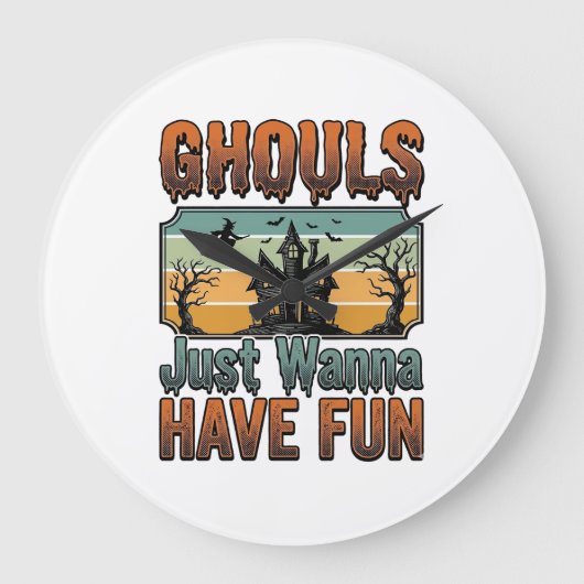 Gillen Willen Gewoon Fun Vintage Halloween Grote Klok (Voorkant)