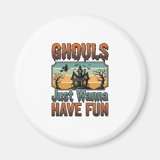 Gillen Willen Gewoon Fun Vintage Halloween Magneet (Voorkant)