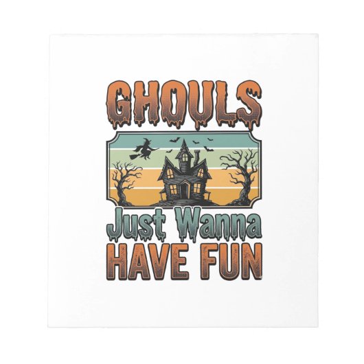 Gillen Willen Gewoon Fun Vintage Halloween Notitieblok (Voorkant)