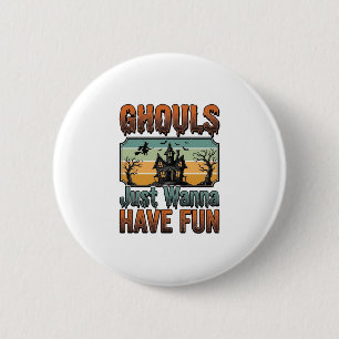 Gillen Willen Gewoon Fun Vintage Halloween Ronde Button 5,7 Cm