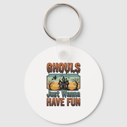Gillen Willen Gewoon Fun Vintage Halloween Sleutelhanger (Voorkant)