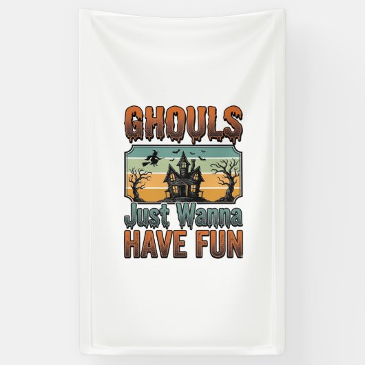 Gillen Willen Gewoon Fun Vintage Halloween Spandoek (Verticaal)