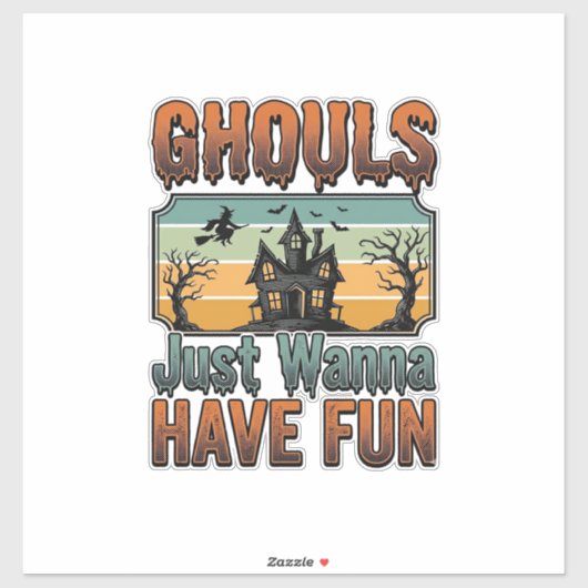 Gillen Willen Gewoon Fun Vintage Halloween Sticker (Vel)