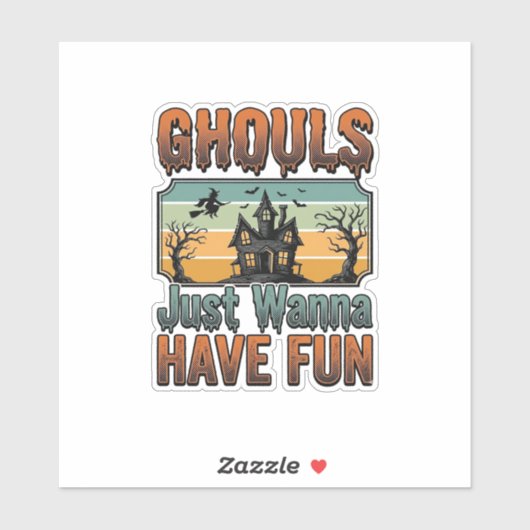 Gillen Willen Gewoon Fun Vintage Halloween Sticker (Vel)