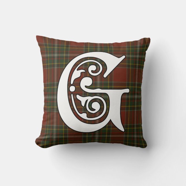 Gillespie Clan Tartan Monogram Kussen (Voorkant)